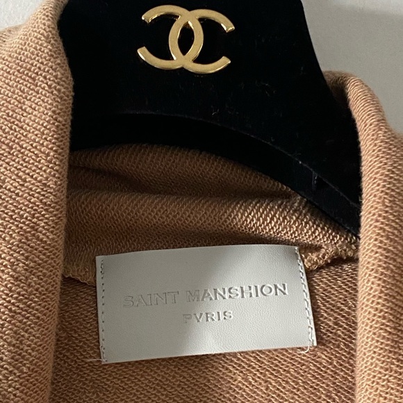 Saint Manshion Pvris Camel Long Sweater cardigan Over Coat - Picture 1 of 7